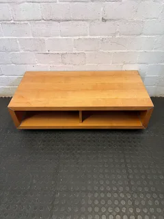 Sleek Modern Wood Coffee Table &amp; Media Console with Angled Design- A56364