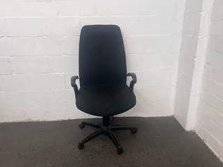 Black Fabric High Back Office Armchair on Wheels- A46025
