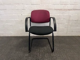 Burgandy And Black Visitors Armchair - Price Drop- A47034