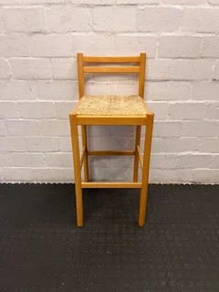 Stylish Wooden Counter Stool with Natural Woven Seat- A54511