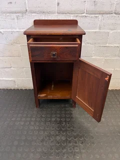 Elegant Mahogany Nightstand with Drawer and Door - REDUCED- A54340