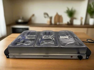 Stainless Steel 3-Pan Electric Food Warmer by Sunbeam- A55388