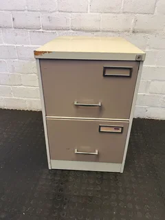 Vintage Two-drawer Filing Cabinet - Grey, Minor Wear - Reduced- A53205