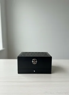 Elegant Black Quilted Jewelry Box with Drawer- A56265