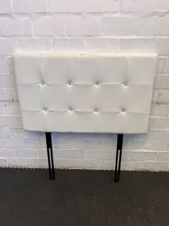 Elegant White Faux Leather Bed Headboard With Minor Wear - Reduced- A53101