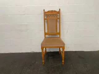 Pine & Cream Suede Seat Dining Chair - Price Drop- A44203