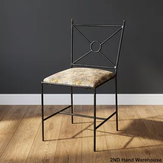 Vintage Chic Floral Upholstered Metal Accent Chair- A56693