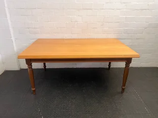 Wooden Light Oak Six Seater Dining Table with Turned Legs (1.1m x 1.78m) - REDUCED- A47170