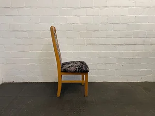 Pine And Black Print Suede Seat Dining Chair - PRICE DROP- A44395