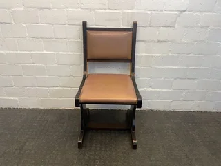 Hard Wood Brown Dining Chair (Torn Side) - PRICE DROP- A43104