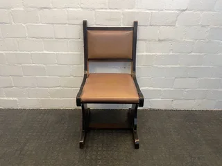 Hard Wood Brown Dining Chair (torn Side) - Price Drop- A43104