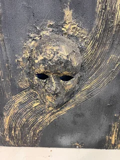 Artistic Black and Gold Wall Sculpture with Unique Design and Texture- A53605