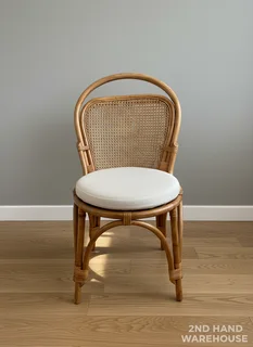 Chic Rattan Dining Chair With Cream Cushion – Vintage Style - Price Drop- A53389