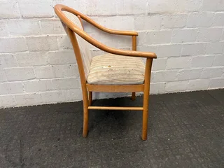 Wooden Framed and Striped Cushioned Arm Chair (Slight Tears in Seat) - PRICE DROP- A47507