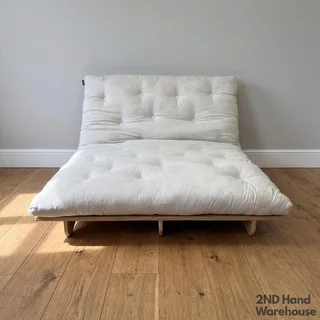 Versatile Cream Futon Mattress with Wooden Base- A56685