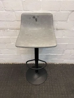 Gray Leather Bar Stool (fabric Tear Marks On Back) - Price Drop- A50977