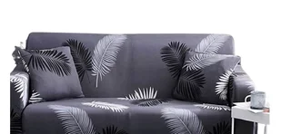 Couch Covers Stretch Material - Dark Grey Palm - 140 cm - Dark grey palm - 185 cm- A47621