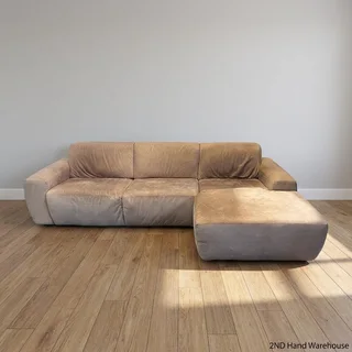 Cozy Beige Leather Corricraft Sectional Sofa with Right Chaise- A56761