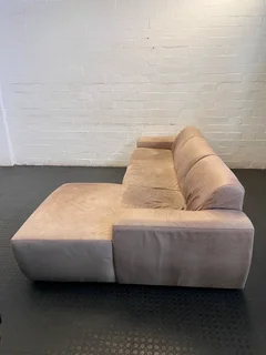 Cozy Beige Leather Corricraft Sectional Sofa with Right Chaise- A56761