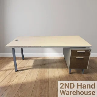 Vintage Style Office Desk with Wood Grain Drawers- A56763