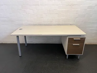 Vintage Style Office Desk with Wood Grain Drawers- A56763