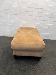 Tan Italian Suede Leather Ottoman - PRICE DROP- A48991