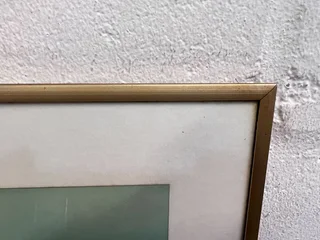 Blue Tinted Olden Day Waterfront Harbor at Night Thin Framed Photo  A50470