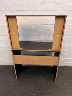 Dark Brown Wooden Sleek Computer Desk (Chipped &amp; Scratched Wood) 0)- PRICE DROP- A51289