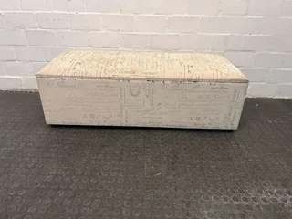 White Storage Ottoman With Printed Decorative Writings - Price Drop- A50426