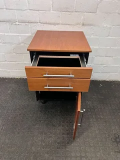 Light Brown Modern Walnut Coloured Two Drawer Cupboard with Cabinet A51417