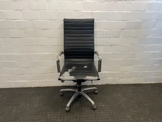 Patterned Black Executive Office Chair (torn Seat) - Reduced- A43384