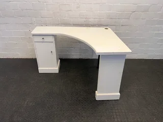 White One Drawer L-Shaped Desk- A48567