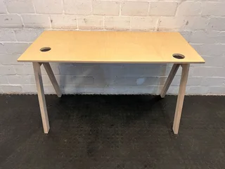 Modern Plywood Desk - Light Wood Finish with Cable Management Holes- A52032