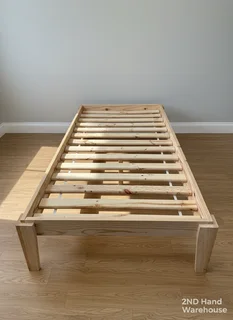 Natural Wood Single Bed Frame - Slatted Base- A56305