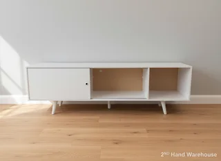 Stylish White Mid-Century Modern TV Unit/Sideboard with Sliding Door- A56132