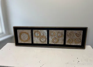 Abstract Gold Metallic Circle Multi-Panel Framed Wall Art- A56194