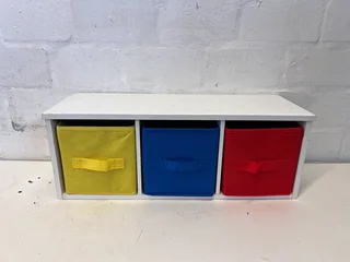 Colorful 3-Bin Storage Shelf with Primary Color Fabric Bins- A56119