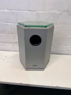 Hexagonal Grey Speaker Stand with Glass Top – Minor Marks- A53815