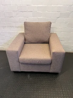 Stylish Grey Fabric Armchair with Minimal Wear- A56383