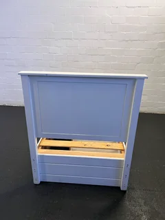 Charming White Wood Single Bed Frame with Wooden Slats- A54936