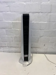 Modern Silver Tower Fan with Remote Control – Minor Scratches- A53348