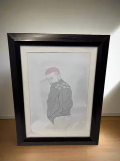 Framed Artistic Print of Figure in Casual Wear, Minor Scratches- A54454