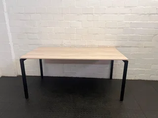 Cream Pine Office Desk With Black Legs 160 X 80cm Inuse Office- A46336