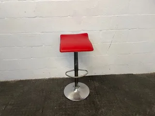 Red Seat Metal Bar Stool - CLEARANCE- A43495