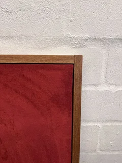 Rectangular Thin Wooden Framed Red Velvet Notice Board with Wood Covered Back  - PRICE DROP- A51401