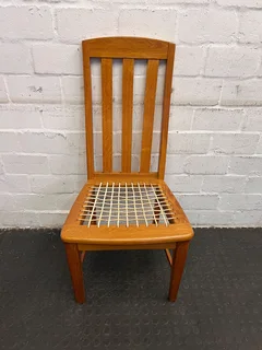 Wooden Dining Chair - Natural Oak Finish with Woven Seat- A51929