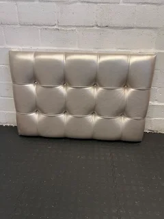 Elegant Silver Faux Leather Single Headboard with Button Tufts- A54557