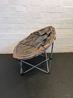 Cozy Grey Collapsible Lounge Chair with Orange Accents – Modest Wear- A55596