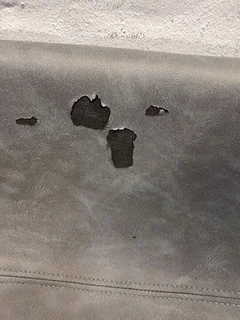 Gray Leather Bar Stool (Fabric Tear Marks on Back) - PRICE DROP- A50977