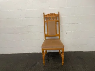 Pine & Cream Suede Seat Dining Chair - Price Drop- A44203